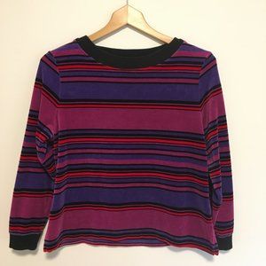 90s Vintage velour striped sweatshirt